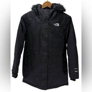 The North Face Arctic Parka Girls XL 14/16 Lined, Zip, Hooded, All Black Coat